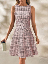 Women Elegant Plaid A-Line Mini Dress, Fitted Waist Casual Work Commuter Daily Versatile